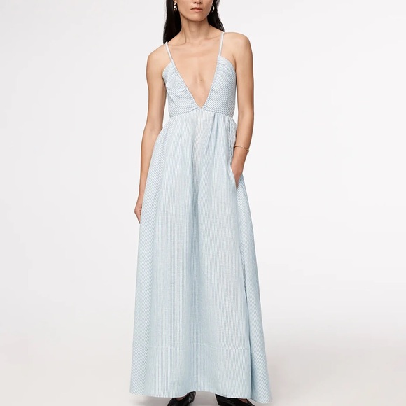 Another Tomorrow LINEN HALTER DRESS - Picture 1 of 10